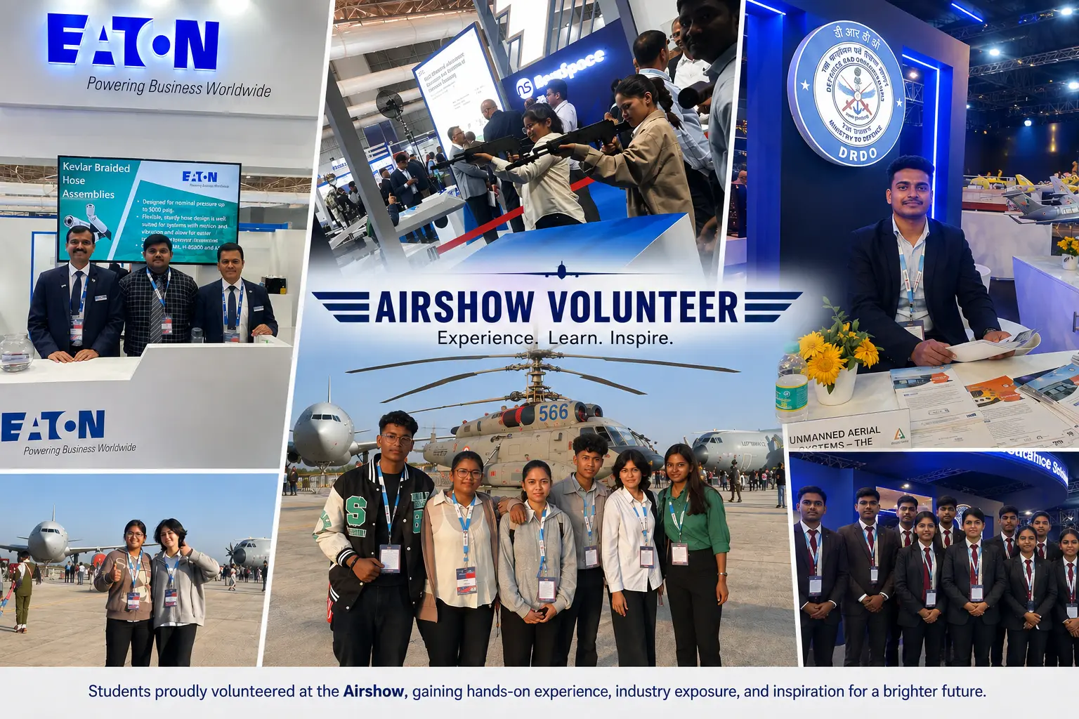 Students of SB College of Management Studies actively volunteered at the Airshow, gaining valuable hands-on experience and exposure to the aviation and defence industry.