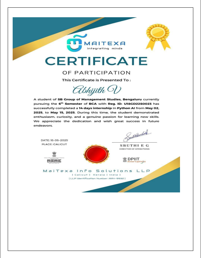 Internship Certificate