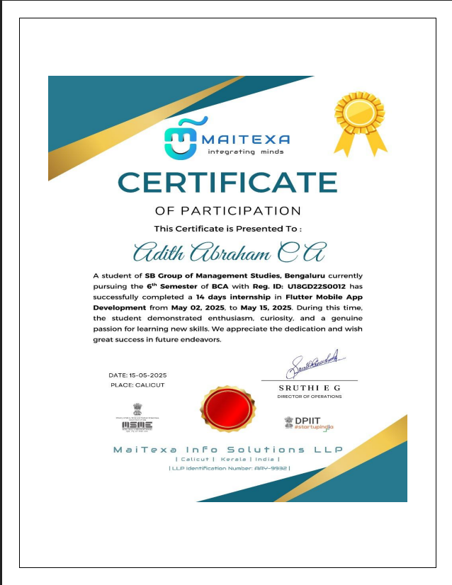 Internship Certificate